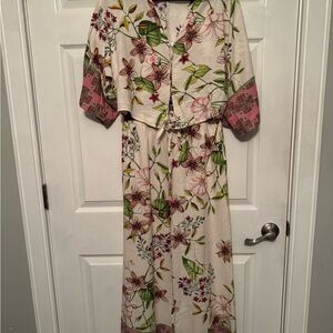Christian Siriano Floral Top and Pants Set with Pink and Green